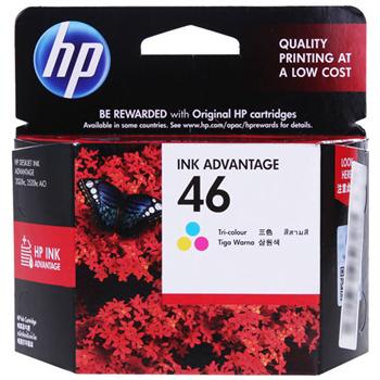 惠普46彩色墨盒CZ638AA适用于：HPDeskjet2520hc/202